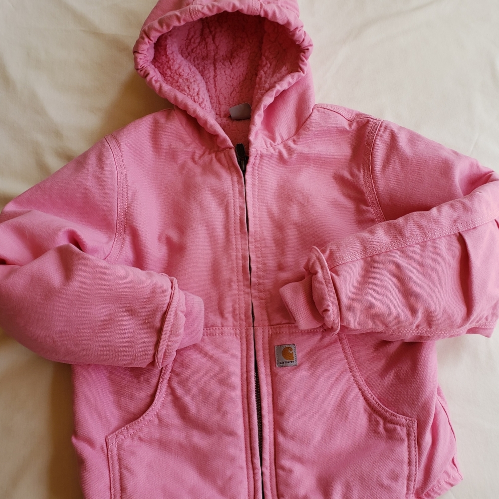 Carhartt Pink Zipper Coat. Girls size 6 (xs)